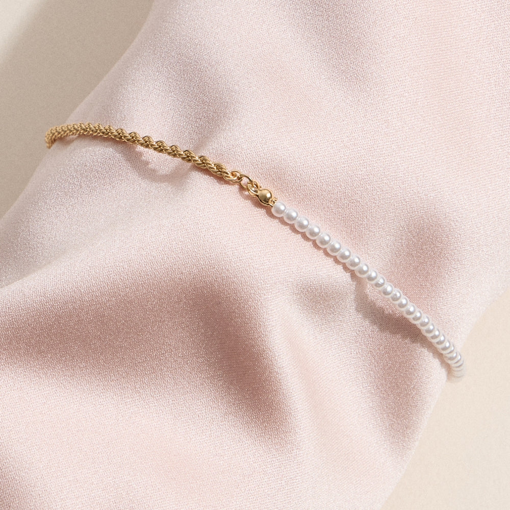 Pearl and Twisted Chain Anklet