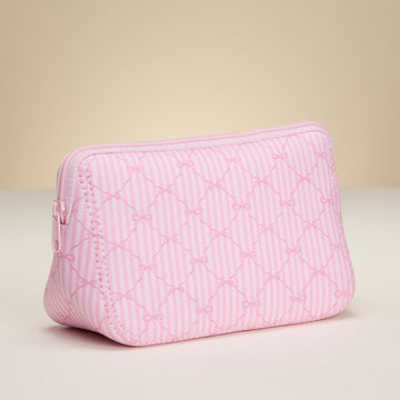 Pink Bow Stripe Neoprene Pouch