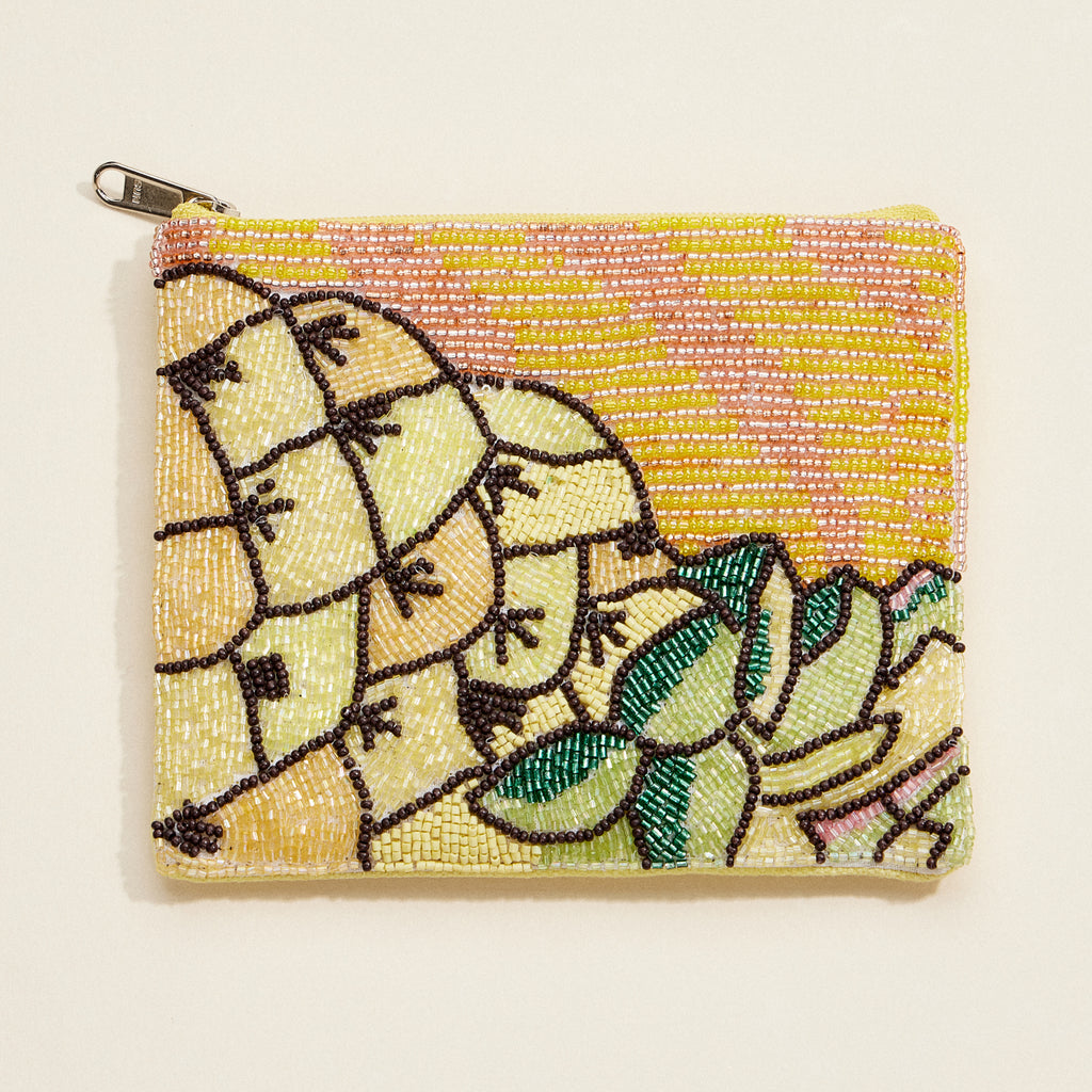 Beaded Pineapple Coin Pouch– Tropical Sunset Zip Pouch, Vibrant Summer Colors