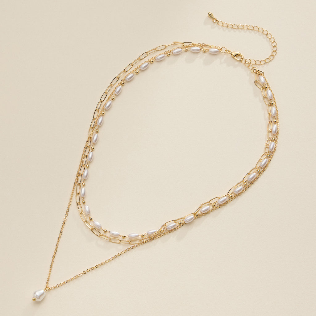 Gold Layered Pearl Necklace – Dainty Chain with Freshwater Pearl Pendant